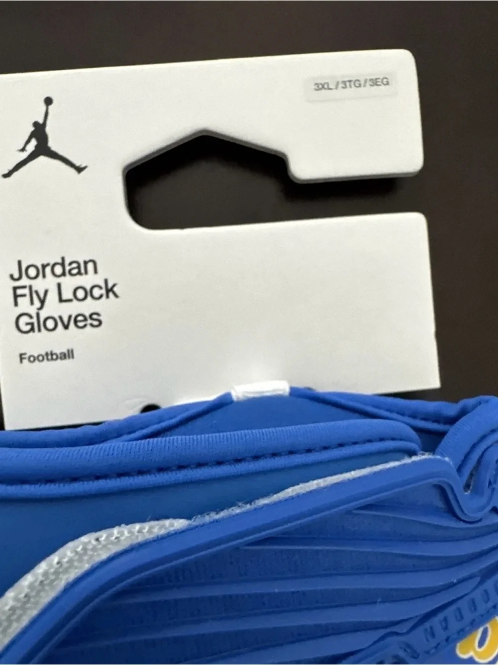Nike Jordan UCLA Bruins Team Issued Fly Lock PE Football Gloves Blue Size 3XL